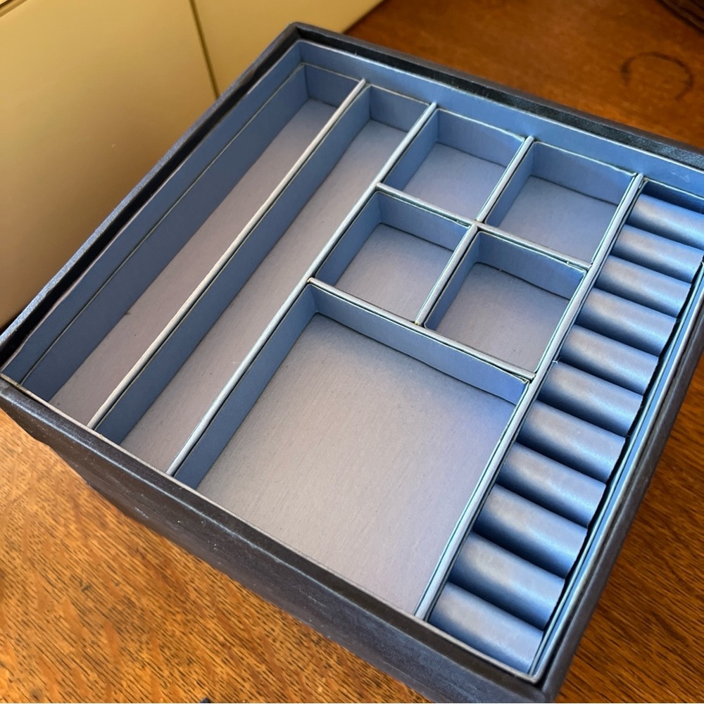 New in box 3 Layer blue satin Jewelry Box made by Red Envelope